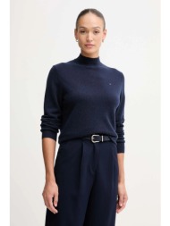 μάλλινο πουλόβερ tommy hilfiger χρώμα: ναυτικό μπλε, ww0ww47468 κύριο υλικό: 90% μαλλί, 10% κασμίρι
