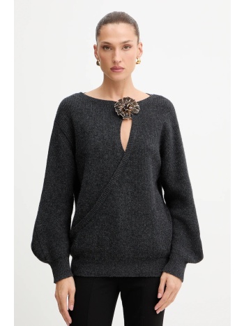 πουλόβερ με προσθήκη μαλλιού simona corsellini χρώμα γκρι