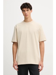 βαμβακερό μπλουζάκι lindbergh ανδρικό, χρώμα: μπεζ, 30.400120 100% βαμβάκι