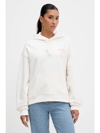 βαμβακερή μπλούζα tommy jeans γυναικεία, χρώμα μπεζ, με