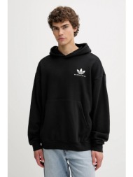 βαμβακερή μπλούζα adidas originals intercon χρώμα: μαύρο, με κουκούλα, jw8615 100% βαμβάκι