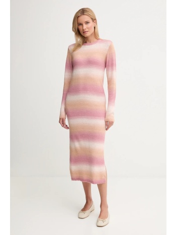 φόρεμα από μείγμα μαλλιού pepe jeans χρώμα ροζ, pl9537713