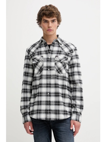 βαμβακερό πουκάμισο tommy jeans ανδρικό, χρώμα μαύρο