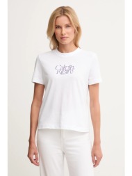 βαμβακερό μπλουζάκι calvin klein jeans χρώμα: άσπρο, lv047d210g 100% βαμβάκι