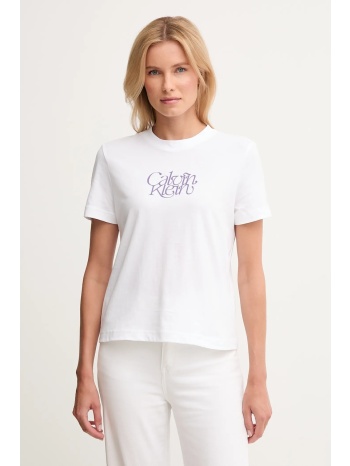 βαμβακερό μπλουζάκι calvin klein jeans χρώμα άσπρο