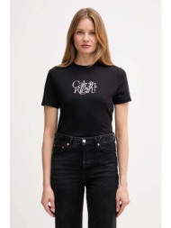 βαμβακερό μπλουζάκι calvin klein jeans χρώμα: μαύρο, lv047d210g 100% βαμβάκι