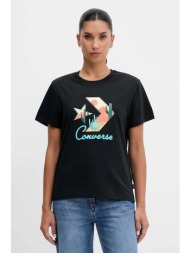 βαμβακερό μπλουζάκι converse χρώμα: μαύρο, cvw5t240 100% βαμβάκι