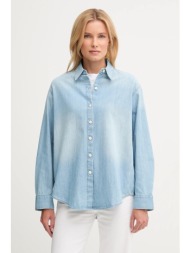 τζιν πουκάμισο calvin klein jeans χρώμα: μπλε, lv047d752g 100% βαμβάκι