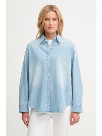 τζιν πουκάμισο calvin klein jeans χρώμα μπλε, lv047d752g