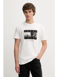 βαμβακερό μπλουζάκι tommy jeans ανδρικό, χρώμα: άσπρο, dm0dm22464 100% βαμβάκι