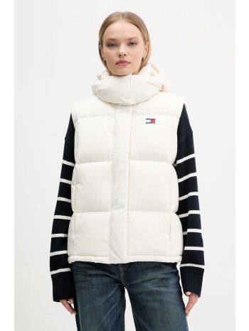 αμάνικο από πούπουλα tommy jeans χρώμα μπεζ, dw0dw21627