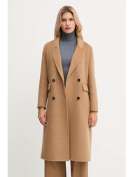 μάλλινο παλτό simona corsellini χρώμα: καφέ, a25cpcpv0202 κύριο υλικό: 90% μαλλί, 10% μαλλί καμήλας
