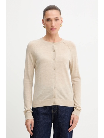 μάλλινη ζακέτα boss γυναικεία, χρώμα μπεζ, 50545031 100%