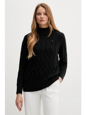 μάλλινο πουλόβερ tommy hilfiger χρώμα μαύρο, ww0ww46791
