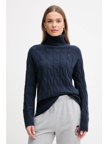 μάλλινο πουλόβερ tommy hilfiger χρώμα ναυτικό μπλε