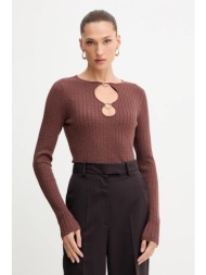 πουλόβερ fracomina χρώμα: καφέ, fs25wt7021k501q7 43% βισκόζη, 24% πολυεστέρας, 20% νάιλον, 13% λούρε