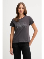 βαμβακερό μπλουζάκι pepe jeans χρώμα: γκρι, pl5000026 100% βαμβάκι