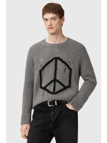 πουλόβερ με προσθήκη μαλλιού allsaints message χρώμα γκρι