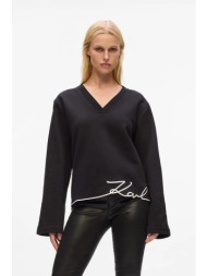 μπλούζα από βαμβάκι karl lagerfeld χρώμα: μαύρο, a4w20040 90% οργανικό βαμβάκι, 10% ανακυκλωμένος πο