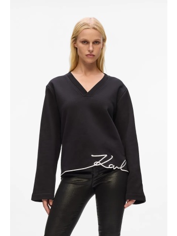 μπλούζα από βαμβάκι karl lagerfeld χρώμα μαύρο, a4w20040