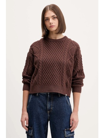 πουλόβερ με προσθήκη μαλλιού guess jeans χρώμα καφέ