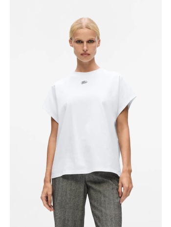 βαμβακερό μπλουζάκι karl lagerfeld χρώμα άσπρο, a4w17039