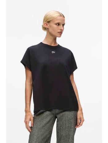 βαμβακερό μπλουζάκι karl lagerfeld χρώμα μαύρο, a4w17039