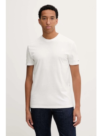 βαμβακερό μπλουζάκι tommy jeans ανδρικό, χρώμα άσπρο