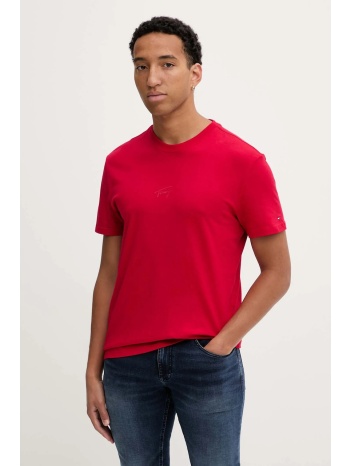 βαμβακερό μπλουζάκι tommy jeans ανδρικό, χρώμα κόκκινο
