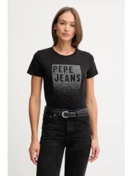 βαμβακερό μπλουζάκι pepe jeans χρώμα: μαύρο, pl5000020 100% βαμβάκι