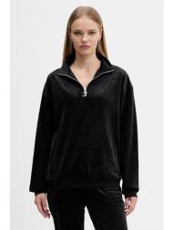 βελούδινη μπλούζα juicy couture χρώμα: μαύρο, jcbas224810 95% πολυεστέρας, 5% ελαστάν
