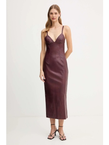 φόρεμα bardot χρώμα μπορντό, 60086db κύριο υλικό 55%