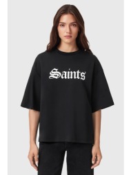 βαμβακερό μπλουζάκι allsaints saint χρώμα: μαύρο, w139jd 100% οργανικό βαμβάκι