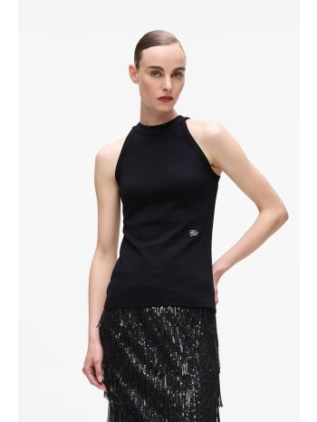 βαμβακερό τοπ karl lagerfeld χρώμα μαύρο, a4w17056 100%