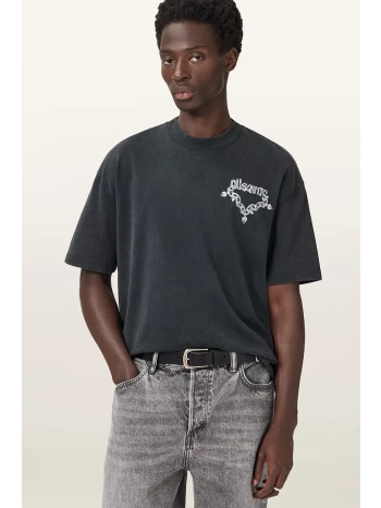 βαμβακερό μπλουζάκι allsaints drip ανδρικό, χρώμα μαύρο