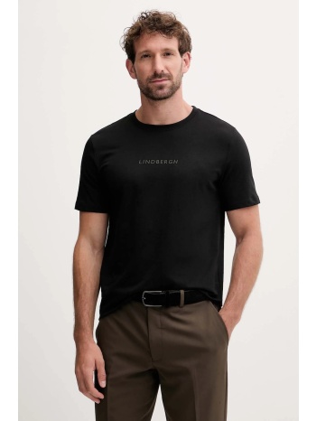 βαμβακερό μπλουζάκι lindbergh ανδρικό, χρώμα μαύρο