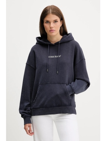 βαμβακερή μπλούζα guess jeans γυναικεία, χρώμα ναυτικό