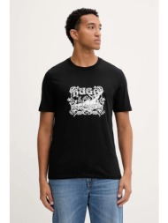 βαμβακερό μπλουζάκι hugo ανδρικό, χρώμα: μαύρο, 50548565 100% βαμβάκι