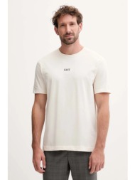 βαμβακερό μπλουζάκι gant ανδρικό, χρώμα: μπεζ, 2003362 100% βαμβάκι