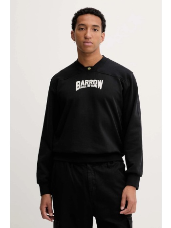 βαμβακερή μπλούζα barrow χρώμα μαύρο, με κουκούλα
