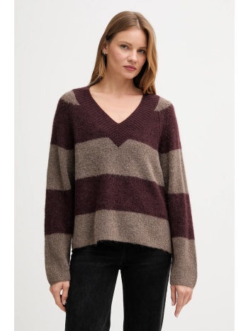 πουλόβερ με προσθήκη μαλλιού mos mosh taci χρώμα μπορντό