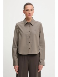 μεταξωτό πουκάμισο miss sixty χρώμα: καφέ, 6s3xj5300b 95% βαμβάκι, 5% μετάξι
