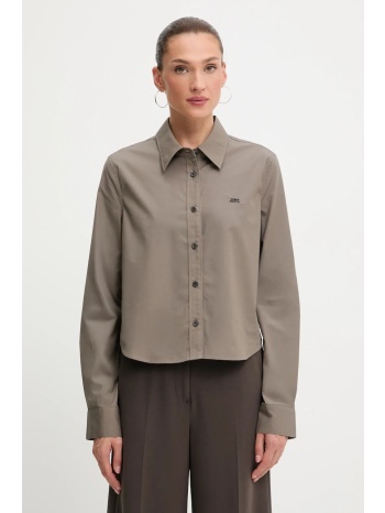 μεταξωτό πουκάμισο miss sixty χρώμα καφέ, 6s3xj5300b 95%