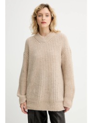 πουλόβερ με προσθήκη μαλλιού filippa k χρώμα: καφέ, 31971 50% αιγοκάμηλος, 28% πολυαμίδιο, 22% μαλλί