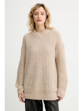 πουλόβερ με προσθήκη μαλλιού filippa k χρώμα καφέ, 31971