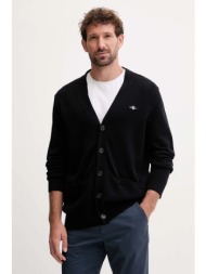 βαμβακερή ζακέτα gant χρώμα: μαύρο, 8030269 100% βαμβάκι