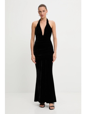 βελούδινο φόρεμα bardot χρώμα μαύρο, 60117db κύριο υλικό