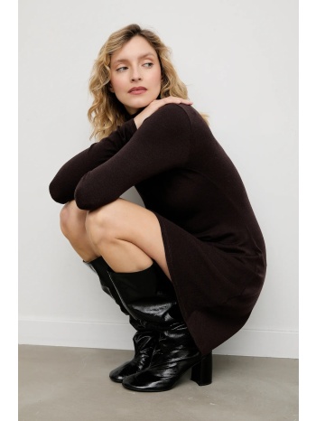 φόρεμα answear.lab χρώμα καφέ 50% βισκόζη, 25%