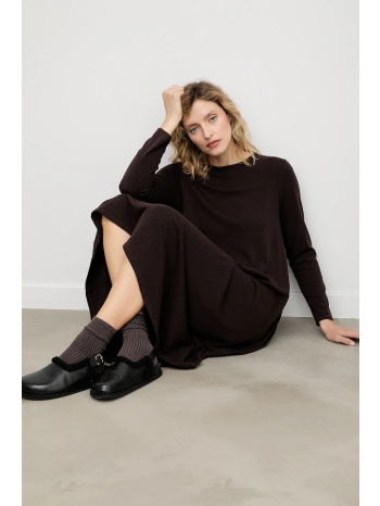 φόρεμα answear.lab χρώμα καφέ 50% βισκόζη, 25%