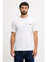 βαμβακερό μπλουζάκι tommy hilfiger ανδρικό, χρώμα: άσπρο, mw0mw40011 100% βαμβάκι